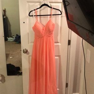 Beautiful Azazie coral bridesmaid dress